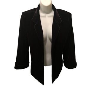 Tahari Arthur S Levine Black Velvet Evening Holiday Wear 3/4 Sleeve Open Sz. 14